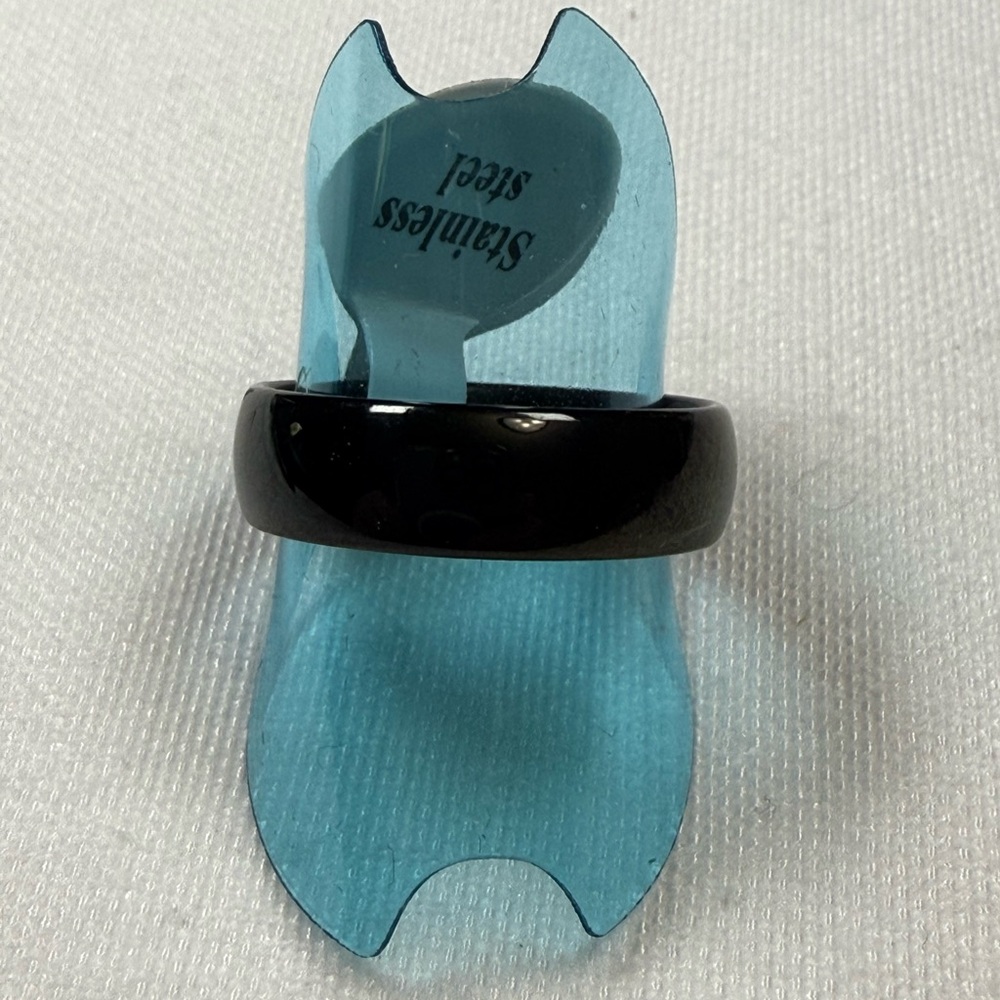 Sleek Black Stainless Steel Ring